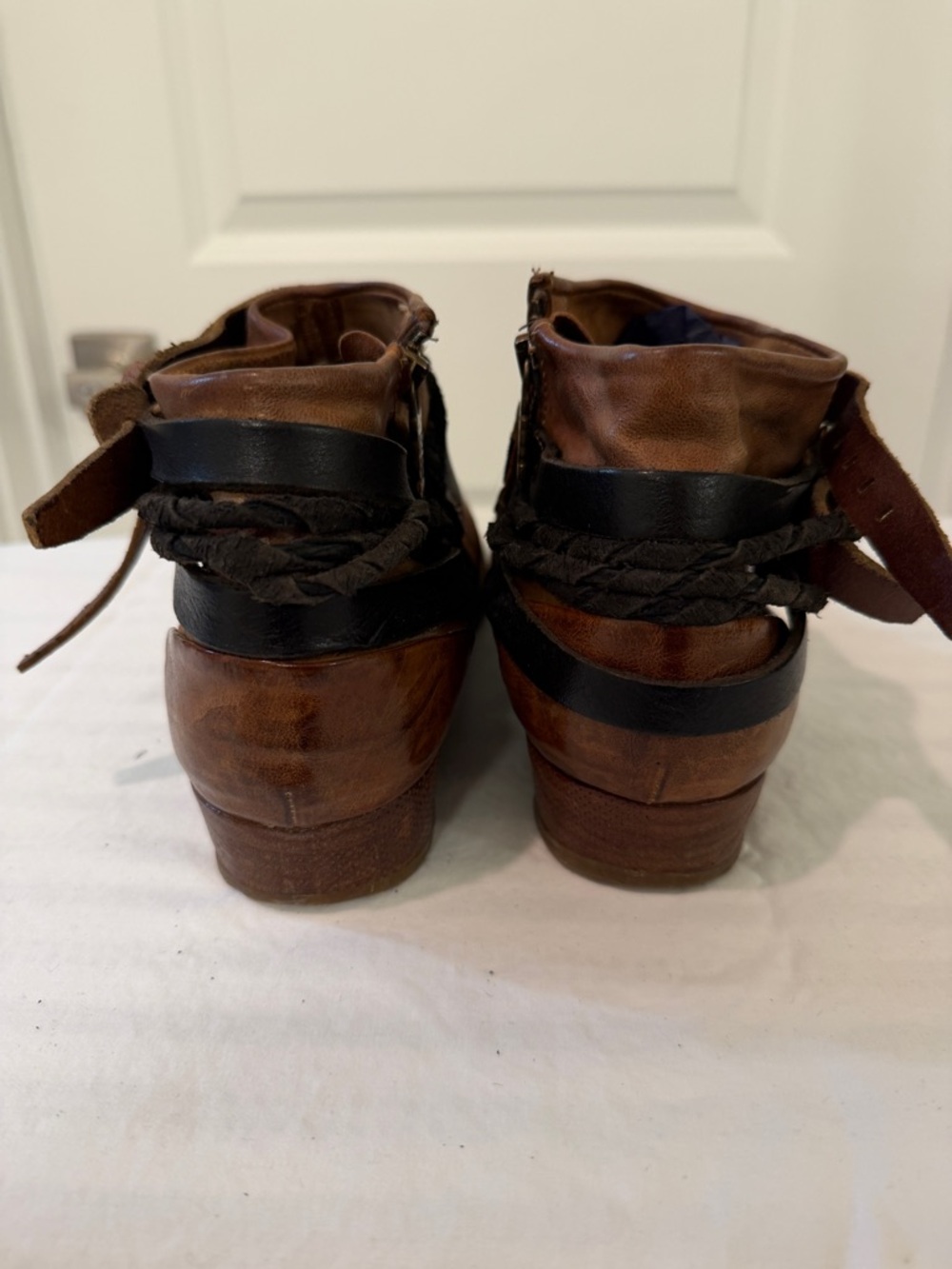 A.S. 98 Brand - Boho Chic Women's Brown Ankle Boots with Braided Straps/Buckels - Picture 6 of 9